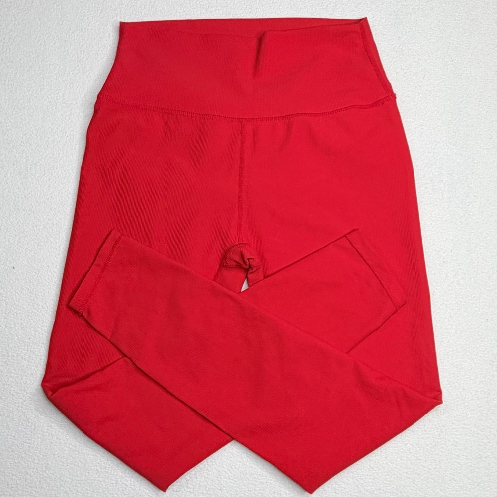 Wilo the Label Ribbed High-Waisted Leggings•Fire Red - Picture 7 of 11
